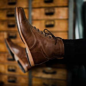 Man Boots 100% Leather Handmade Casual Elegant Boots & Shoes for Men Brown Vintage High Quality Motorcycle Cafe Racer