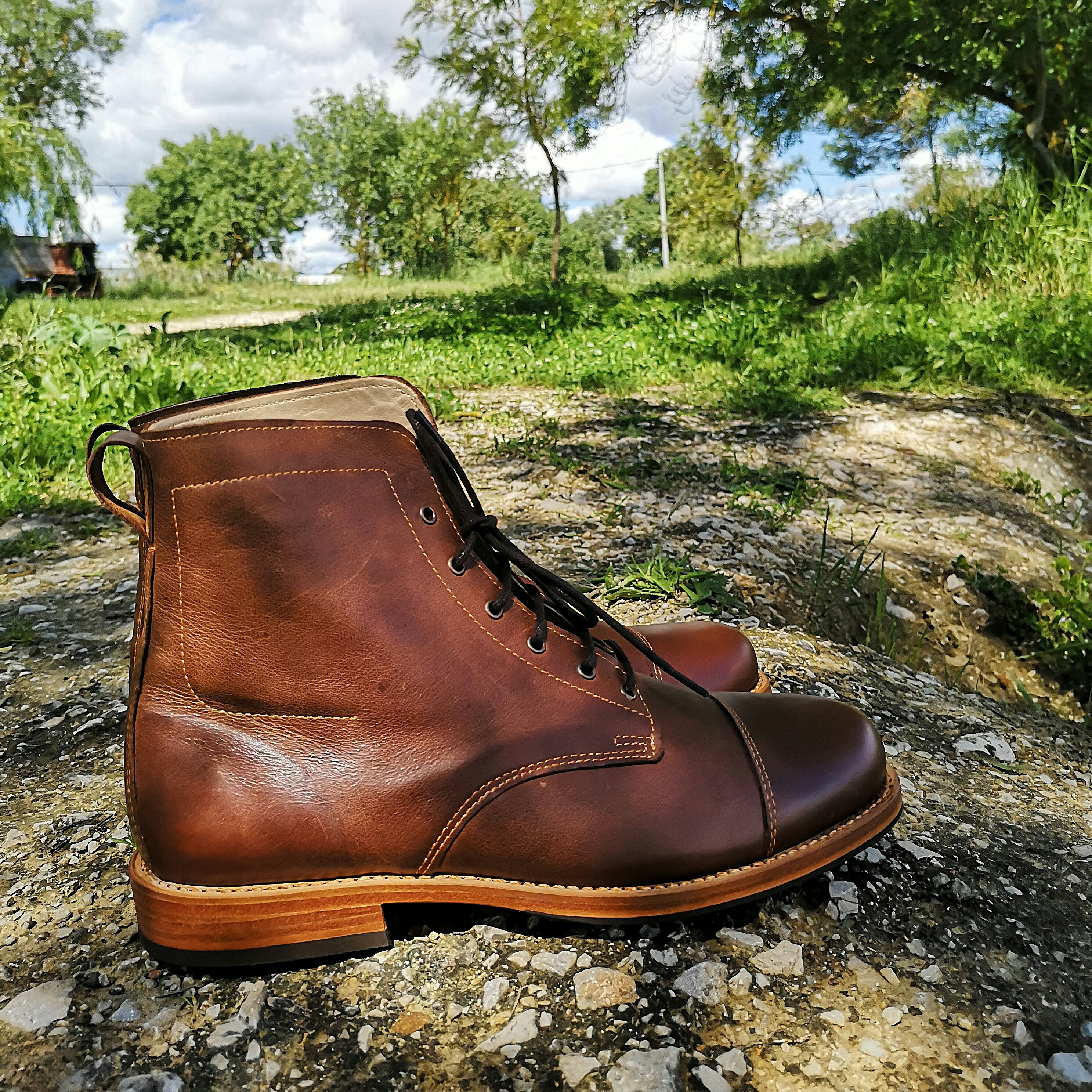Men\'s Brown Leather Boots imported on Portugal, size 12 nwts genuine leather Buy Leather Boots for Men & Women (Made in Portugal  main image 2