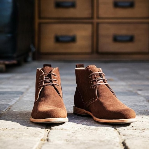 Man Boots 100% Leather Handmade, Suede Chukkas for Men for a  display picture 1