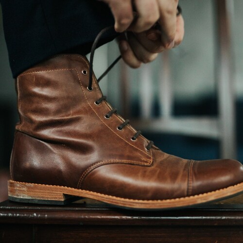 chinese dress ladies Men's High Ankle Wingtip Brogue Lace-up Dress Boots – Rebels Market main image 0