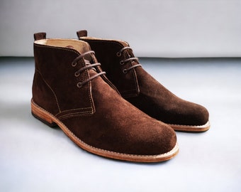 Homme Bottes 100% Cuir À La Main Casual Élégant Bottes & Chaussures pour Hommes Marron Vintage Haute Qualité Moto Café Racer