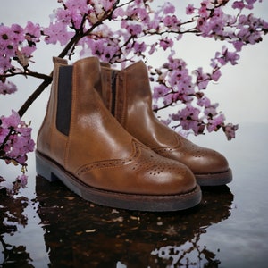 Chelsea lederen handgemaakte laarzen en schoenen voor Oxford stijl bruin Vintage hoge kwaliteit Herfstlaarzen, veterlaarzen, enkellaarzen
