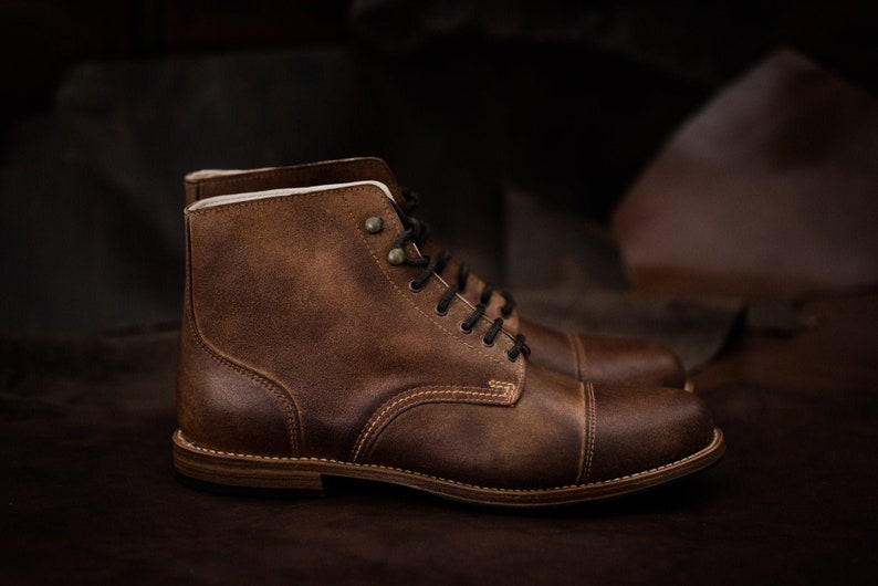 Homme Bottes 100% Cuir À La Main Casual Élégant Bottes & Chaussures pour Hommes Marron Vintage Haute Qualité Moto Café Racer image 1