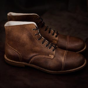 Man Boots 100% Leather Handmade Casual Elegant Boots & Shoes for Men Brown Vintage High Quality Motorcycle Cafe Racer