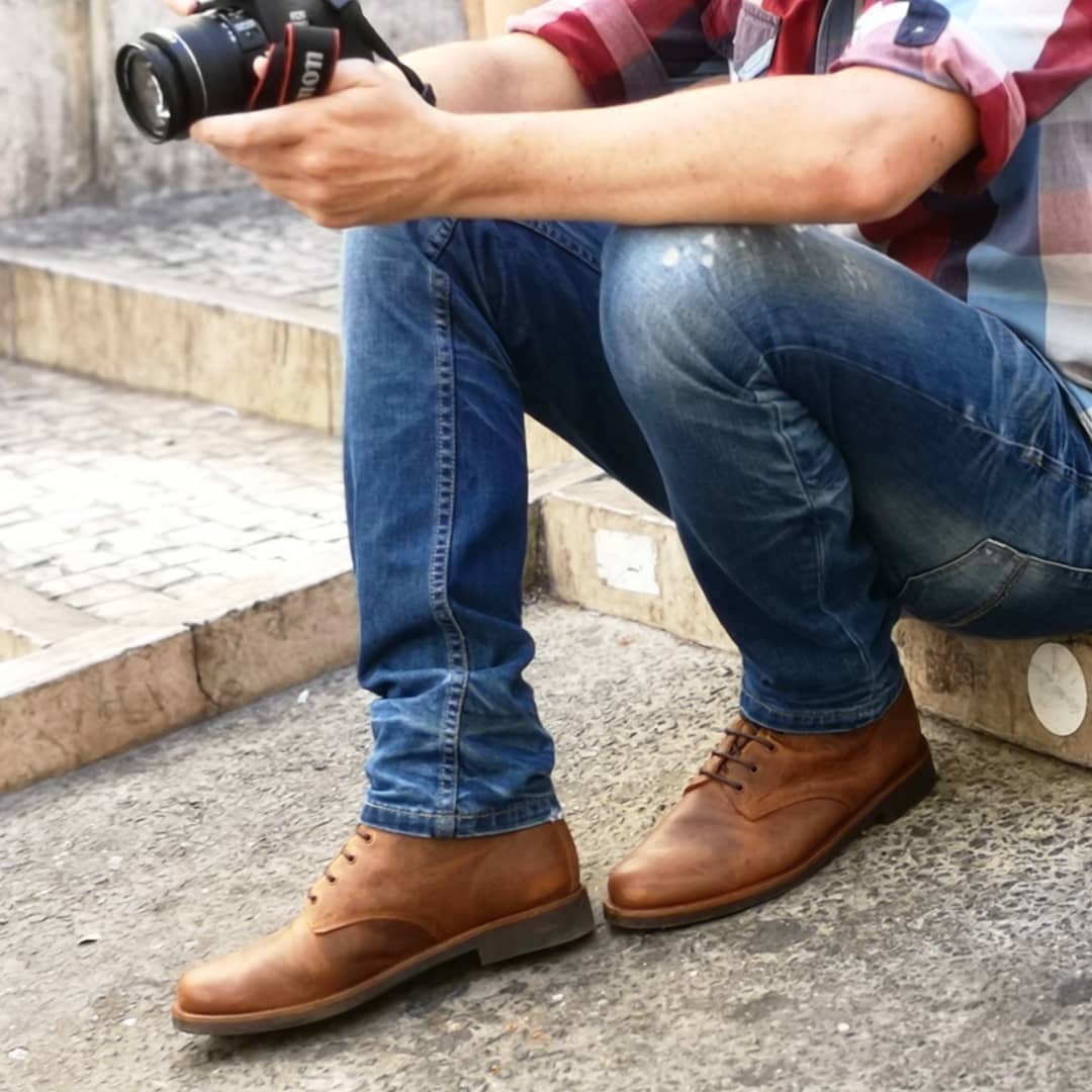 Handmade Men's Leather Vintage Boots - Retro-inspired