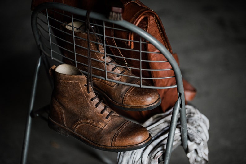 Mann Stiefel Leder handgefertigt lässig Stiefel & Schuhe für Männer braun Vintage hochwertige Herbststiefel, Schnürstiefel, Stiefeletten Bild 4