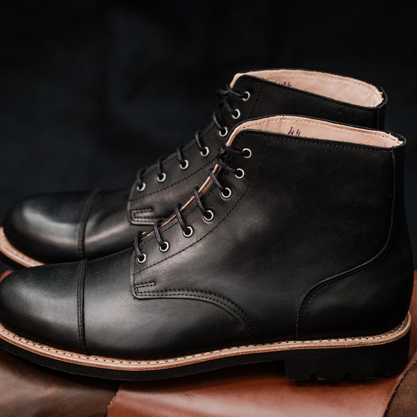 vintage boots  leather boots  man boots  mens leather boots  genuine leather casual boots  boots leather eather work   heritage  rugged