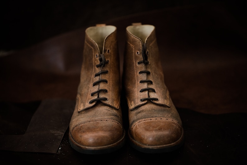 Mann Stiefel Leder handgefertigt lässig Stiefel & Schuhe für Männer braun Vintage hochwertige Herbststiefel, Schnürstiefel, Stiefeletten Bild 7
