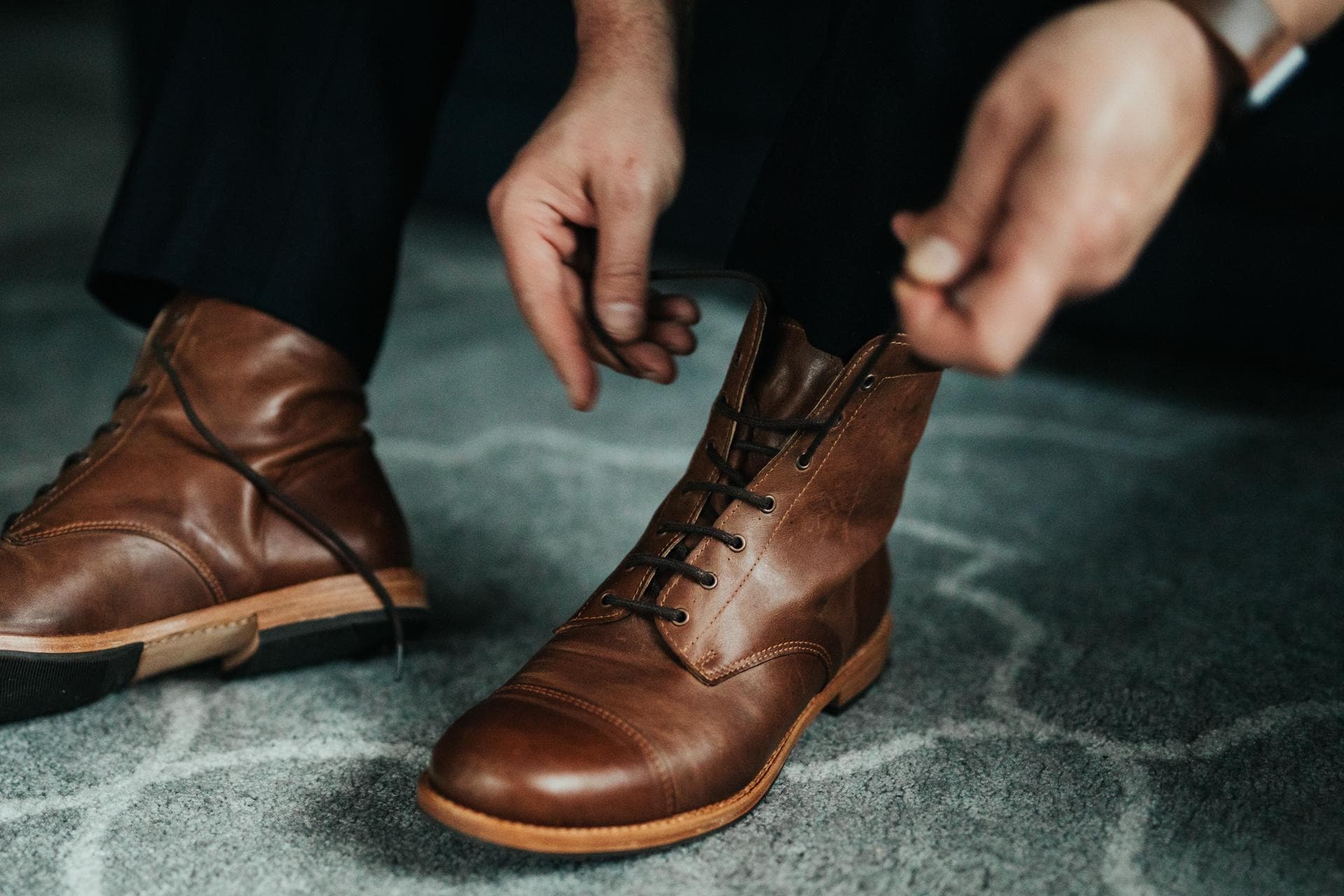 Elegant Handmade Men's Leather Boots - Classic Brown, High Quality, Lace-Up Ankle Style. Vintage Boots for Every Look