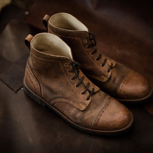 Mann Stiefel Leder handgefertigt lässig Stiefel & Schuhe für Männer braun Vintage hochwertige Herbststiefel, Schnürstiefel, Stiefeletten Bild 6