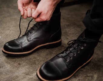 Botas hechas a mano para hombre, botas de cuero para hombre, botas para hombre, botines con cordones para hombre, botas de cuero para hombre, botas Vintage para hombre, botas para hombre