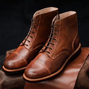 Classic Men’s Vintage Leather Boots - Handmade by the George Family, Durable, Stylish & Comfortable, Perfect for Casual or Formal Wear