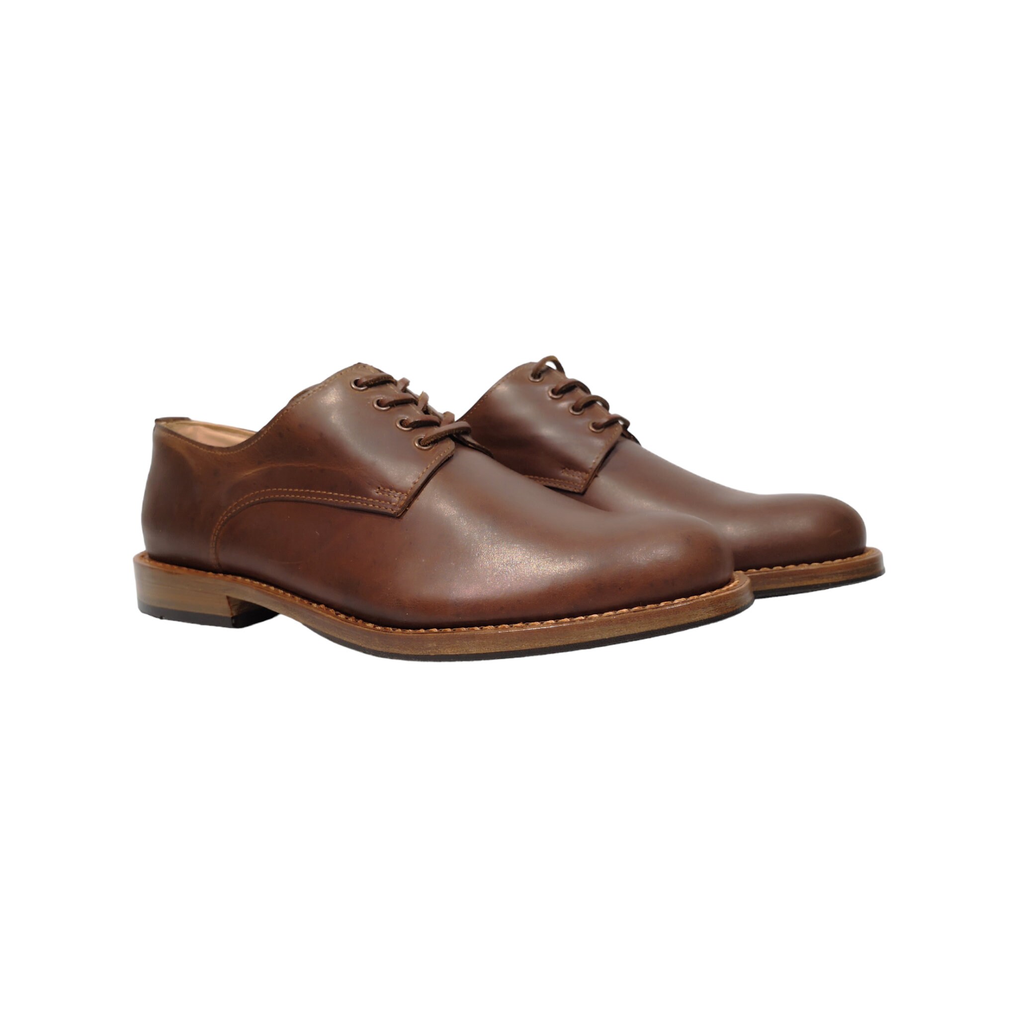 Handmade Leather Dress Shoes: Brown Vintage Lace-up Oxfords 