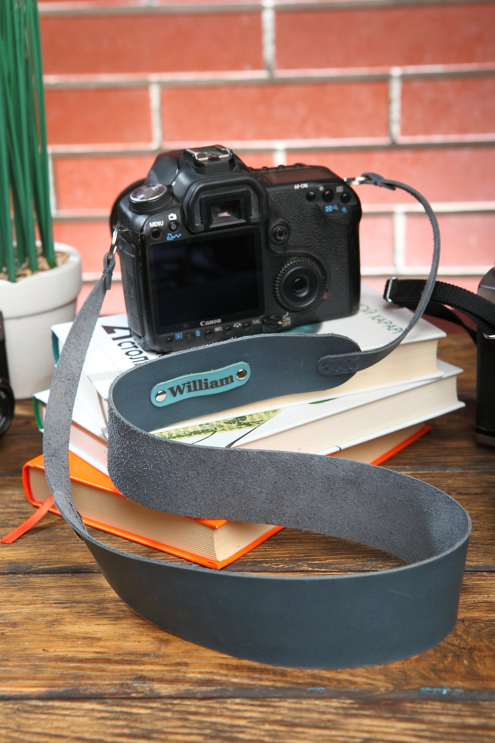 Blue Personalized Leather Camera Strap Gift Custom Strap for Etsy