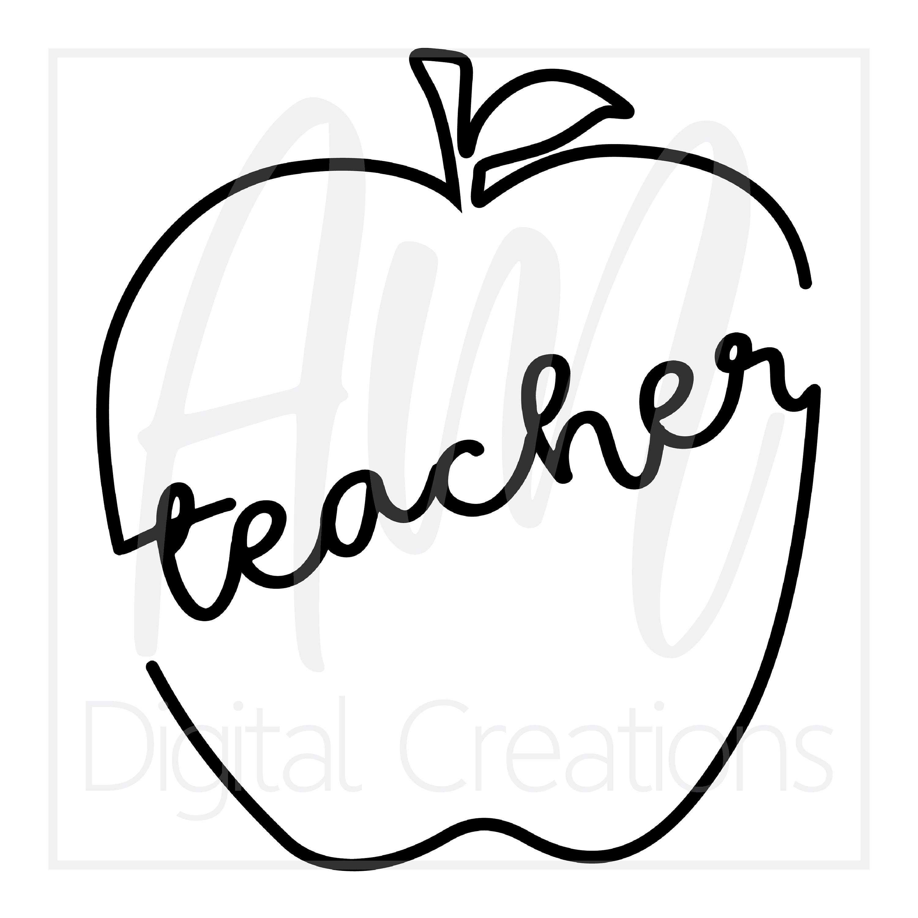 Teacher Apple SVG Teacher Drawing SVG for Cricut Silhouette Etsy 日本