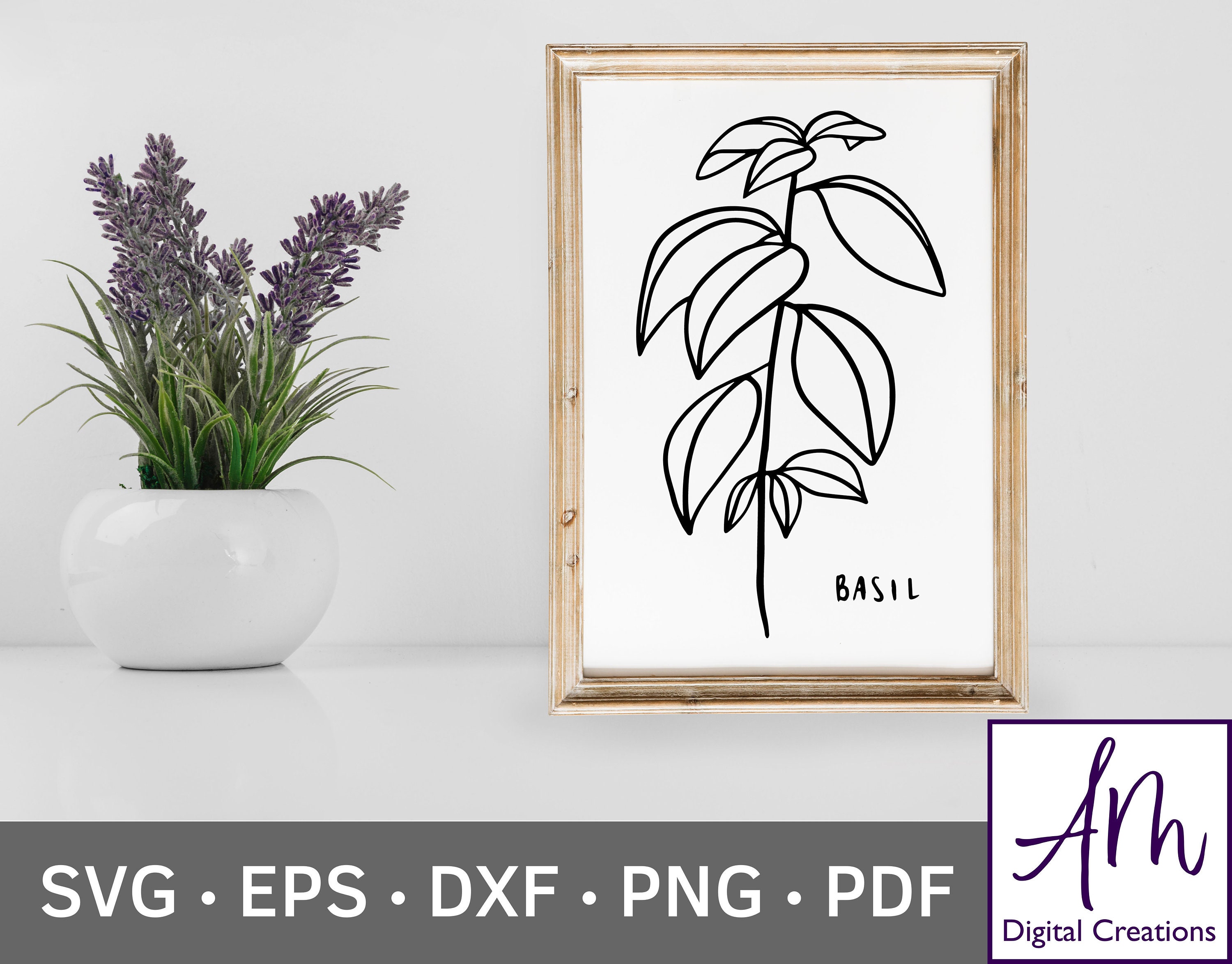 Hand Drawn Herbs SVG Rosemary Thyme Basil Sage Mint SVG Kitchen Herbs ...