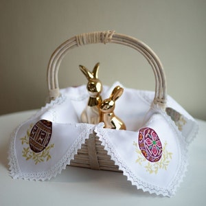 Egg embroidery Easter basket cover, Orthodox Easter basket covers, Embroidered Easter towel, Ukrainian easter basket cover, Gifts for Easter
