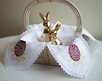 Egg embroidery Easter basket cover, Orthodox Easter basket covers, Embroidered Easter towel, Ukrainian easter basket cover, Gifts for Easter