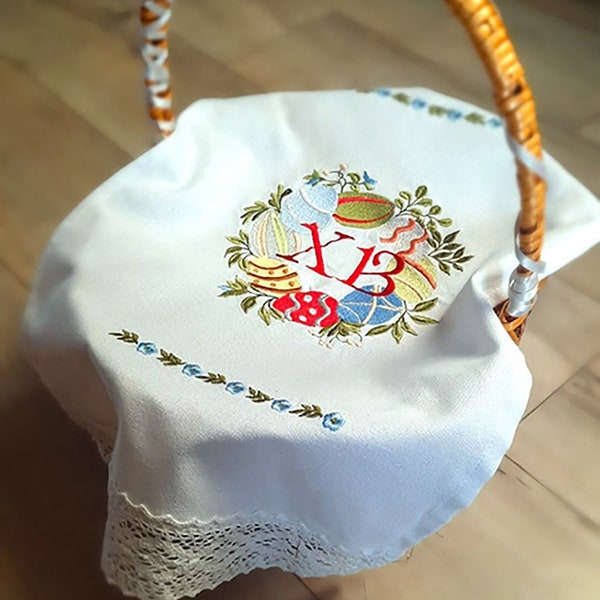 Housse de panier de Pâques brodée, serviette en coton de Pâques, housse de panier de Pâques ukrainienne Le Christ est ressuscité, décoration de Pâques, rushnyk ukrainien