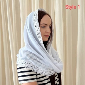 Infinity lace veil, Infinity Church Mantilla, White veil for mass, Infinity Chapel veils
