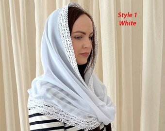 White catholic veils for mass, Catholic head covering, Infinity veils, Christian veil, Women's chapel veil, Church scarf, Made in Ukraine
