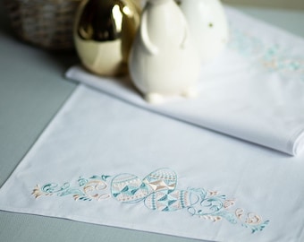 Easter table runner with egg embroidery, Embroidered easter basket cover, Pascha basket cover, Ukrainian Easter embroidery, Easter decor