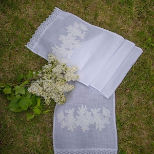 Ukrainian lace towel, Rushnyk for wedding ceremony or home decoration, Embroidered Ukraine rushnik, Wedding towel, Cotton towel embroidered
