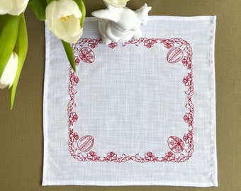 Embroidered easter basket cover, Easter napkin with floral & egg embroidery, Easter home decor, Easter table decor, Ukrainian gifts