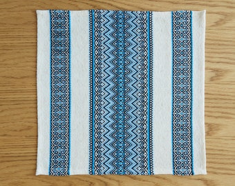 Ukrainian embroidered napkins, Set of 4 cloth napkins, Dinner table napkins, Everyday napkins, Blue linen napkins, Housewarming Gift