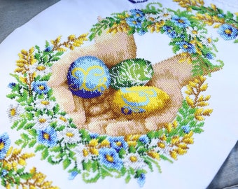 Ukrainian easter basket towel, Beaded easter basket cover, Ukrainian easter embroidered towel, Ukrainian gift, Easter gift, Easter ornament