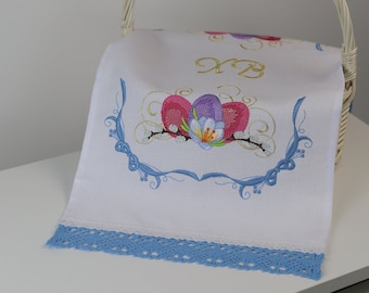 Orthodox pascha basket cover, Christ is Risen Easter basket cover, Embroidered Easter towel for basket, Ukrainian easter basket