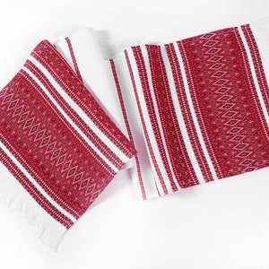 Traditional red rushnyk for wedding, Ukrainian traditional rushnyk, Embroidered rushnyk, Wedding rushnyk, Large table runner, Home decor
