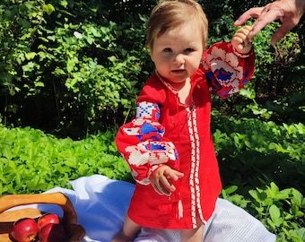 Toddler ukrainian dress vyshyvanka, Ukrainian baby clothes, Linen embroidered dress for baby girl, Slavic dress for children, Dress for baby