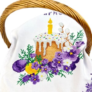 Pascha basket cover, Embroidered rushnyk for Easter, Handmade floral embroidery Easter napkin for home decor, Easter basket cover