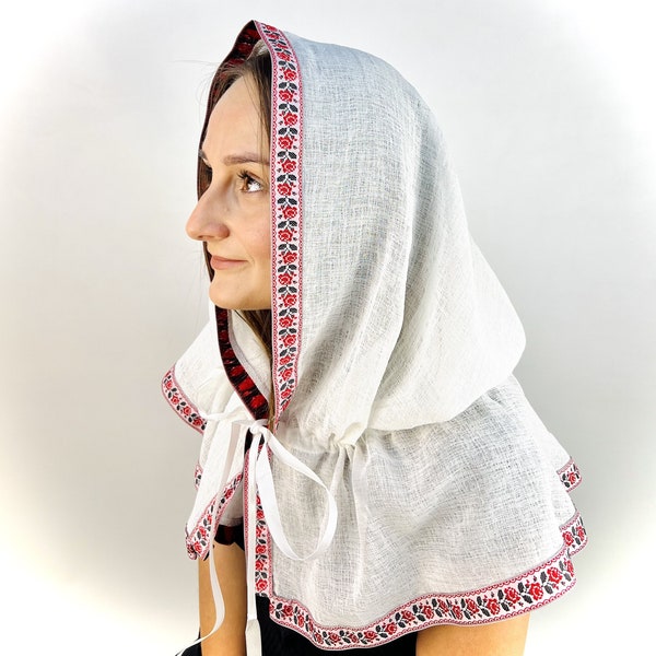 Off white Church hoodie mantilla, Head covering shawl, Catholic veil, Church or Chapel veil mantilla for women