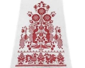 Embroidered rushnyk, Wedding Rushnyk, Red Rushnyk, Tree of Life Symbol, Rustic home decor, Big Rushnyk, Ukrainian Rushnyk, Ukrainian towel