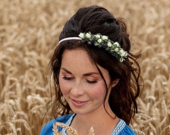 Couronne de fleurs Boho, casque de mariée, couronne de cheveux, couronne de fée, accessoires de cheveux de mariage, bandeau, couronne florale d'été