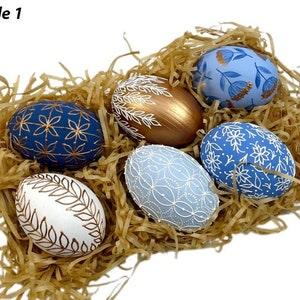 Set 6 Easter eggs ornaments, Pysanka Ukrainian Easter egg, Wooden Easter eggs many colors, Decorative hand painted eggshell, Easter gifts
