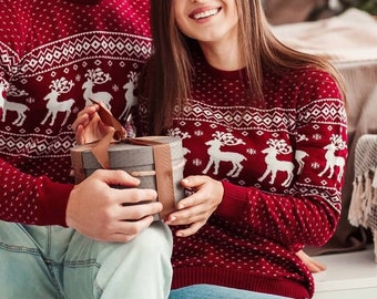 Nordic wool sweater women, Christmas sweatshirt women, Scandinavian sweater, Reindeer pullover, Christmas wool jumper, Christmas gift