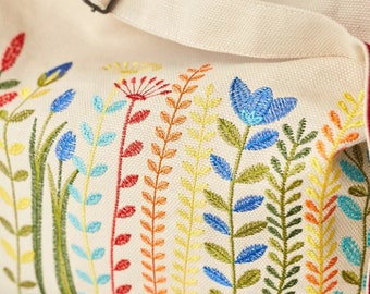 Embroidered Messenger Bag, Wildflower Bag for Women, Laptop