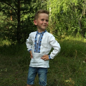Toddler embroidered ukrainian shirt for boy, Traditional slavic shirt for boys, Embroidered linen shirt for boys, Summer linen shirt