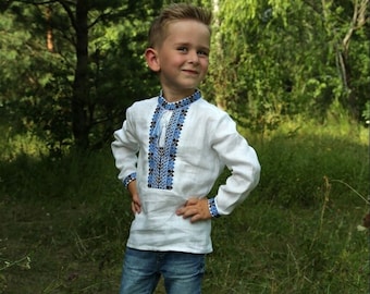 Toddler embroidered ukrainian shirt for boy, Traditional slavic shirt for boys, Embroidered linen shirt for boys, Summer linen shirt