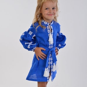 Traditional ukrainian dress for kids, Embroidered girls dress, Long sleeve linen dress, Girls vyshyvanka, Slavic dress, Ukrainian costume