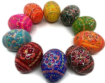 Set 12 Ukrainian easter eggs, Hand painted easter wooden eggs, Ukrainian traditional pysanky, Hand painted ornament eggs, Ukraine souvenir