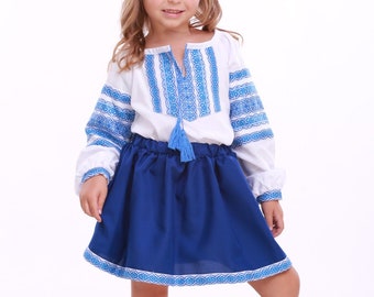 Folk costume for girl, Slavic baby girl costume, Kids ukranian costume, Vyshyvanka for girl, Traditional girls costume, Embroidered blouse