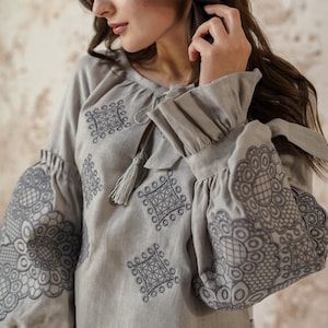 Transylvanian blouse, Antique Romanian blouse, Embroidered linen blouse, Peasant blouse, Folk shirt costume, Slavic blouse, Folk blouse