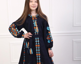 Girl vyshyvanka linen dress, Little girl dress, Embroidered dress for girl, Little baby dress, Ukranian dress girls, Slavic dress, Gift