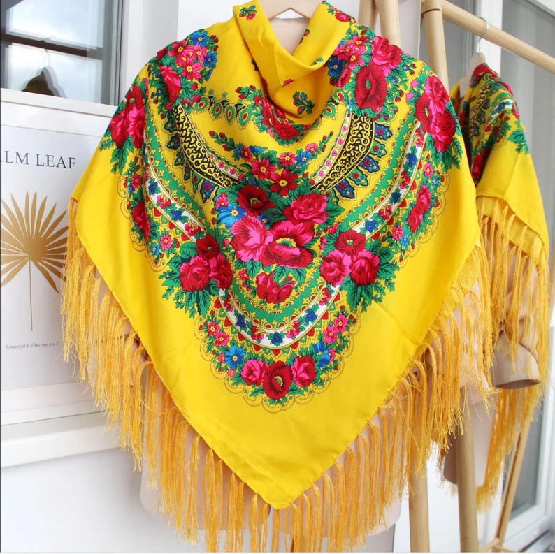 Slavic Shawl, Ukrainian Wool Shawl, Pavlovo Posad Shawl, Birthday Gift ...