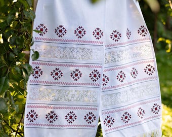 Embroidered wedding towel, Ukrainian wedding rushnyk, Wedding ceremony cloth with openwork embroidery, Wedding decor, Ukrainian folk art