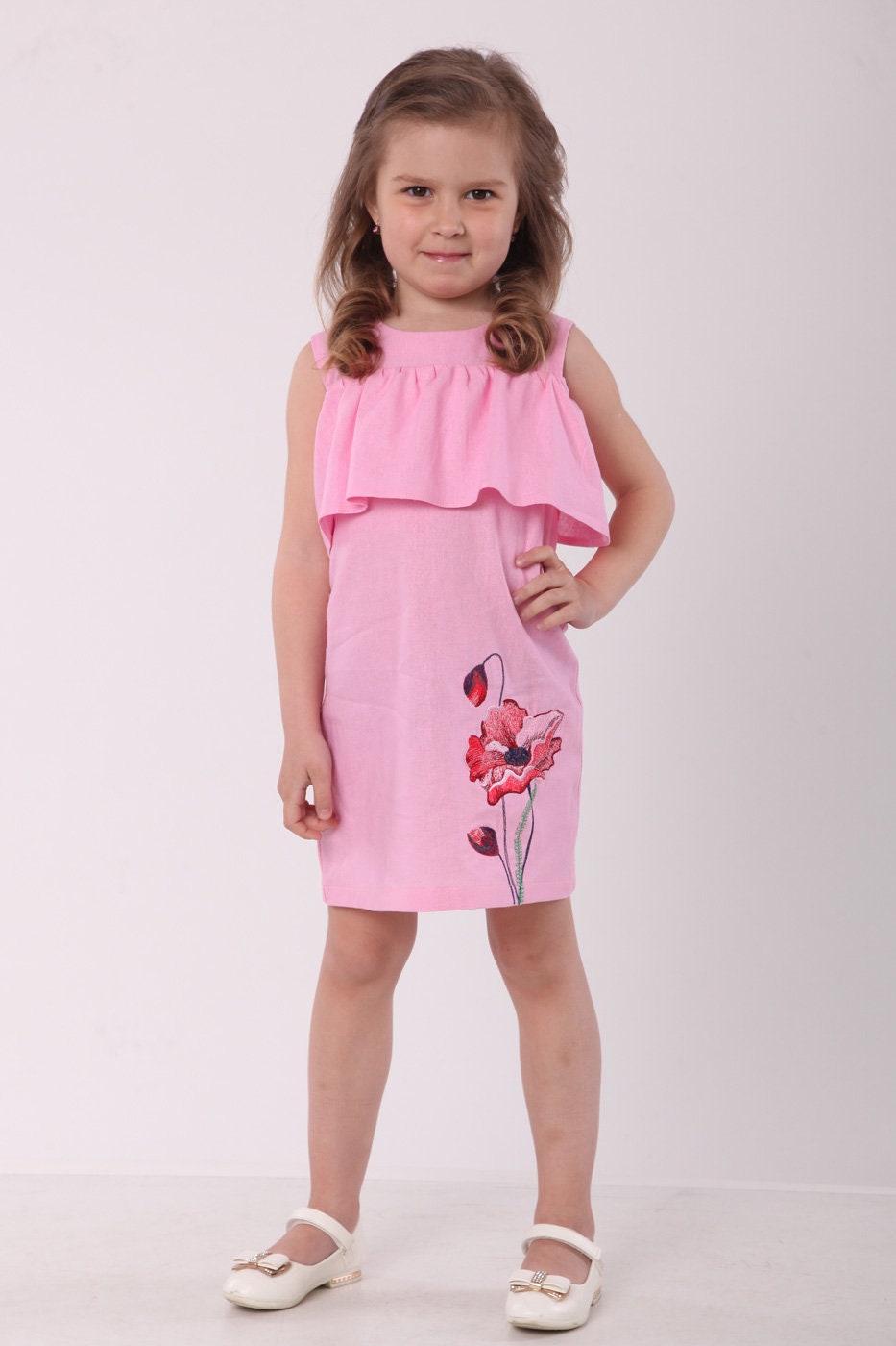 Girl Linen Dress Embroidered Linen Dress Linen Baby Dress Etsy